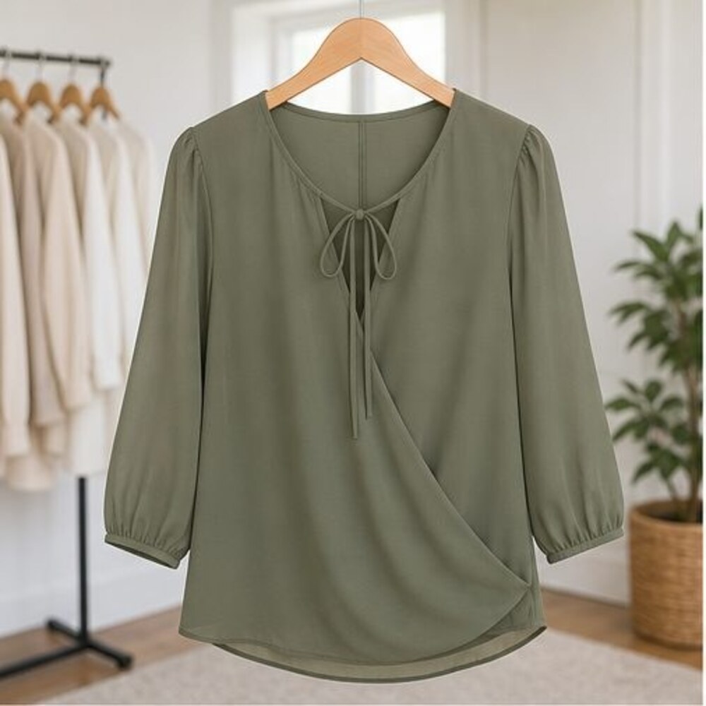 Olive V Neck Top